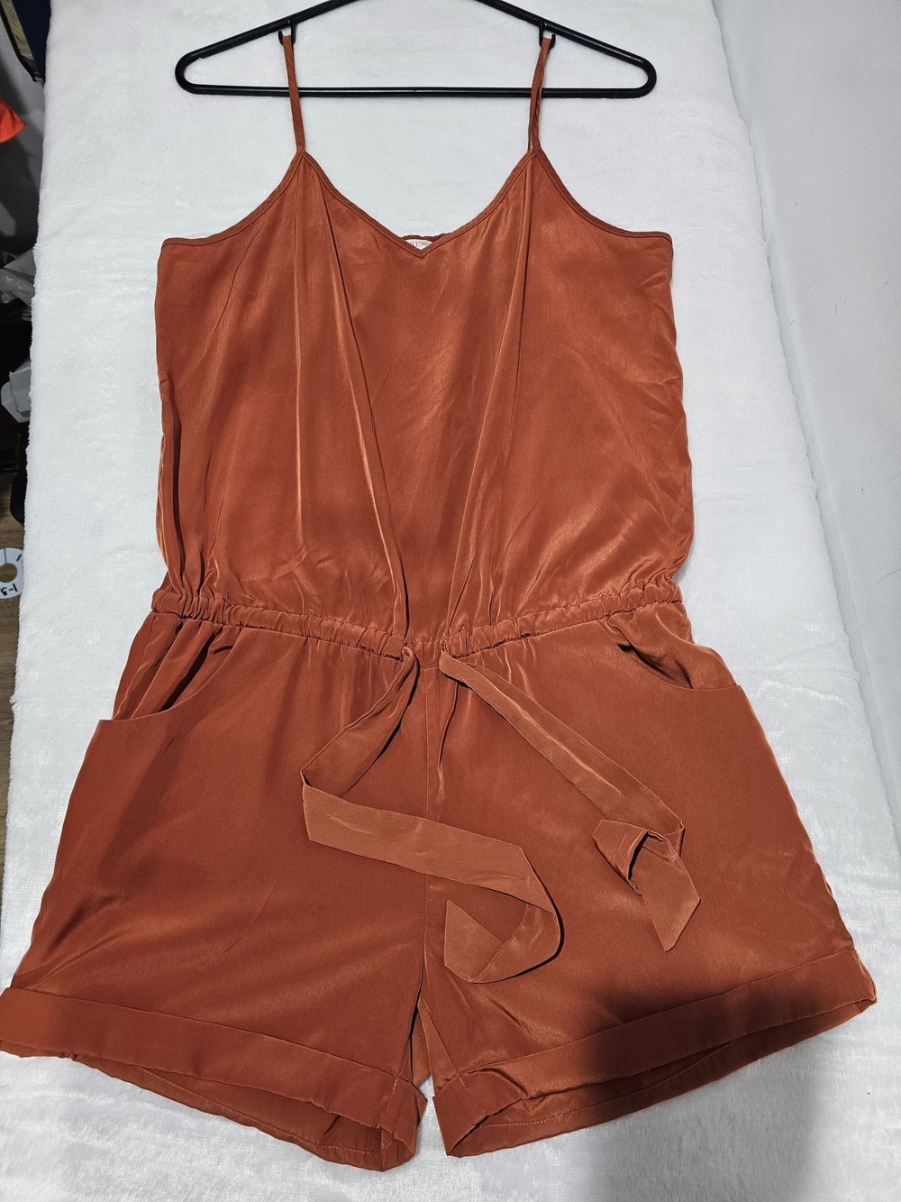 J. Crew Rust-Orange Satin Romper